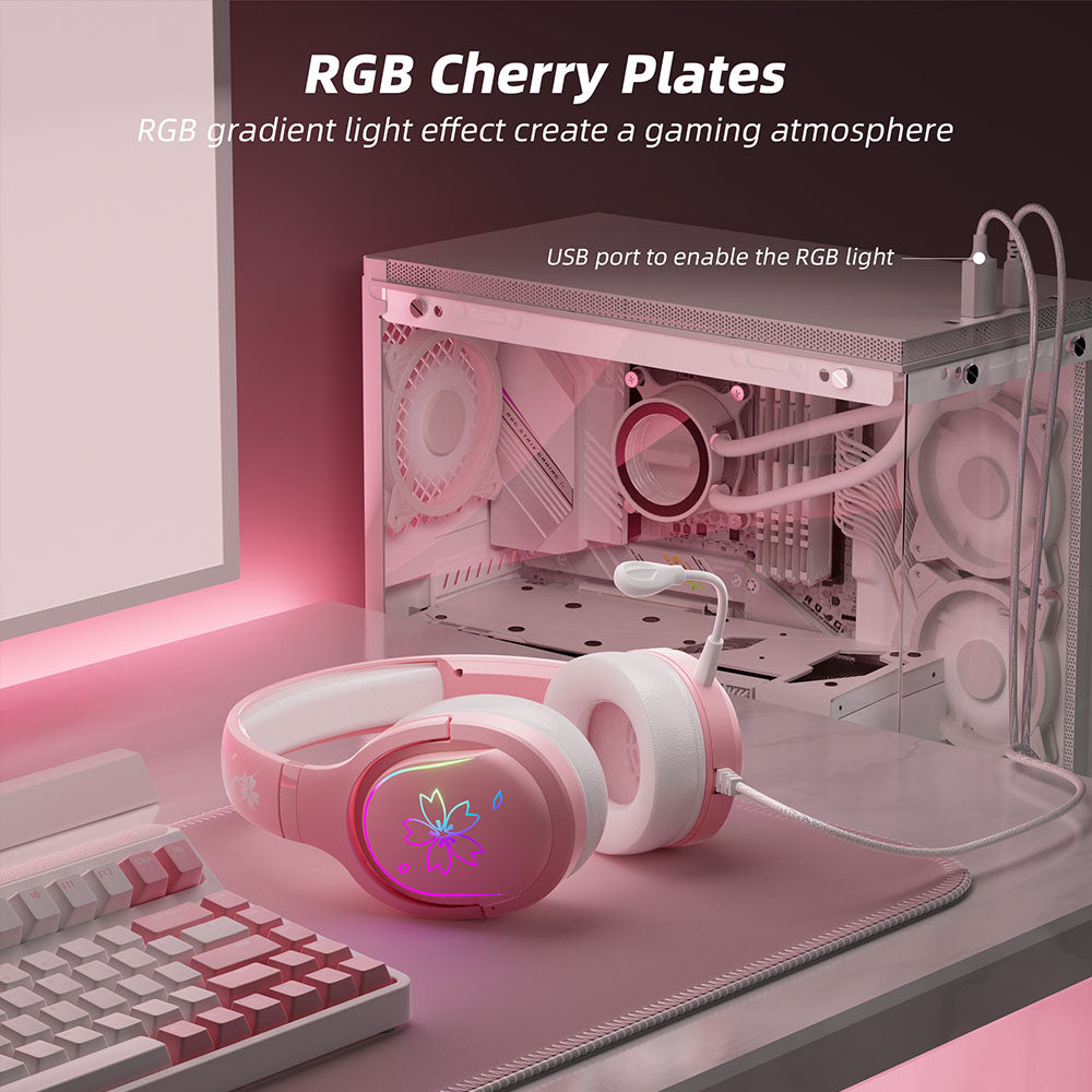 Mytrix Sakura Pink RGB Gaming Headset - Cherry Blossom RGB Gradient Light, 360 Rotation Mic with In-Line Control Mytrix Sakura Pink RGB Gaming Headset - Cherry Blossom RGB Gradient Light, 360 Rotation Mic with In-Line Control